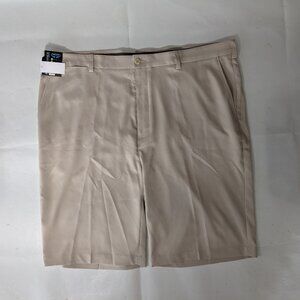 NEW- Tall Mens Roundtree & Yorke Performance Chino Flat Shorts 11"I Stone